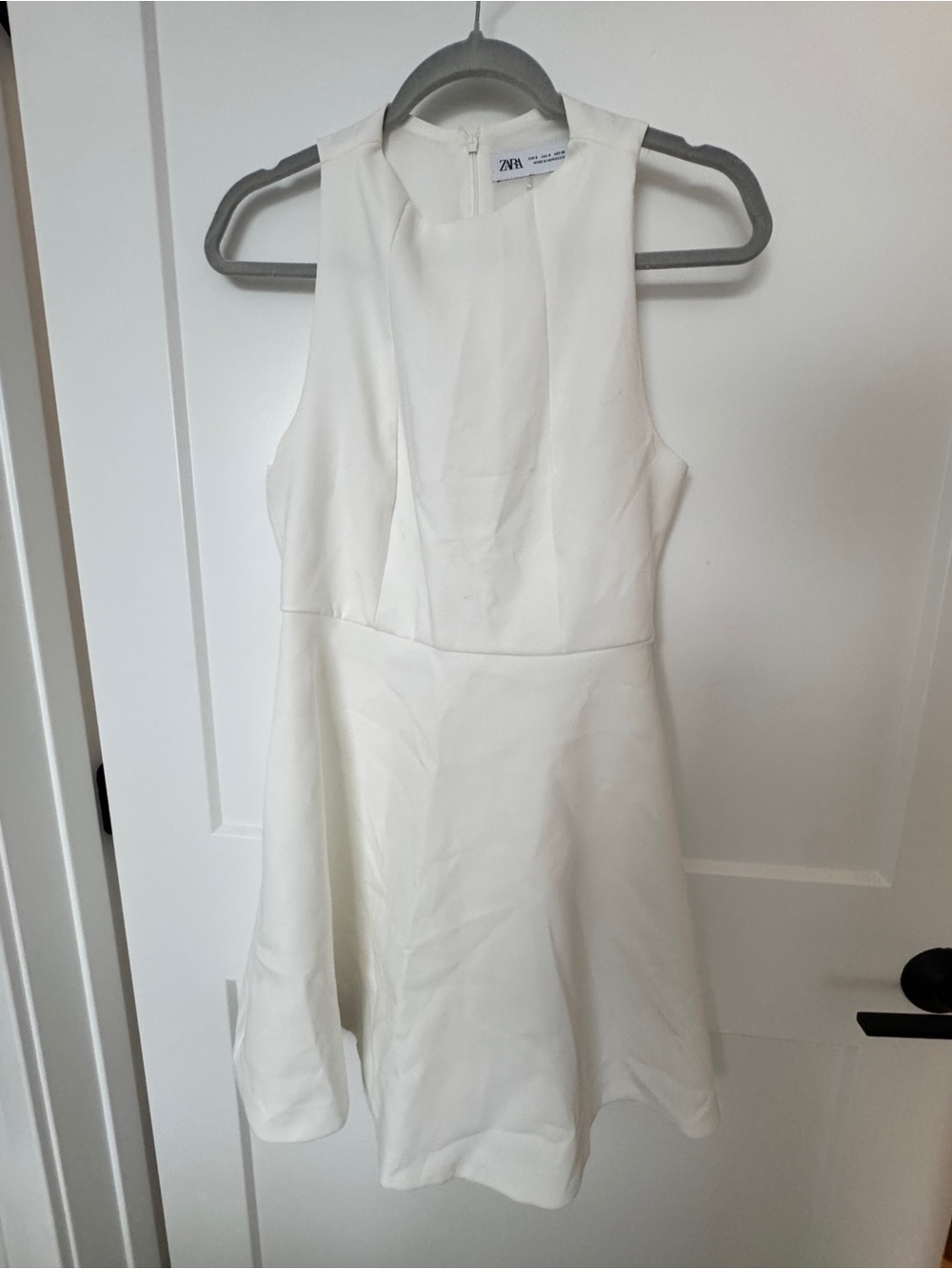 ZARA White Sleeveless Fit-and-Flare Mini Dress
